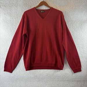 St Croix Shop Mens Long Sleeve V Neck Red Wool Sweater Size XL